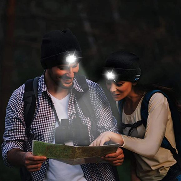 Winter Unisex Beanie Knitted Hat Wireless Bluetooth 5.0 Headphone with LED Light - Picture 5 of 5